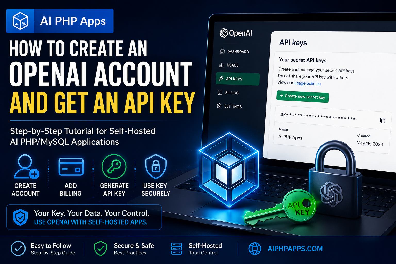 OpenAI API key setup for self-hosted AI PHP applications